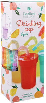 Koopman farbiges Trinkbecher-Spielzeug mit Strohhalm – Set mit 6 Plastikbechern.