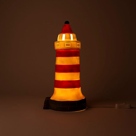 Egmont Lampe Leuchtturm rot-weiß. 17x35cm