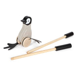 Small foot houten duwfiguur penguin