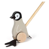 Small foot houten duwfiguur penguin