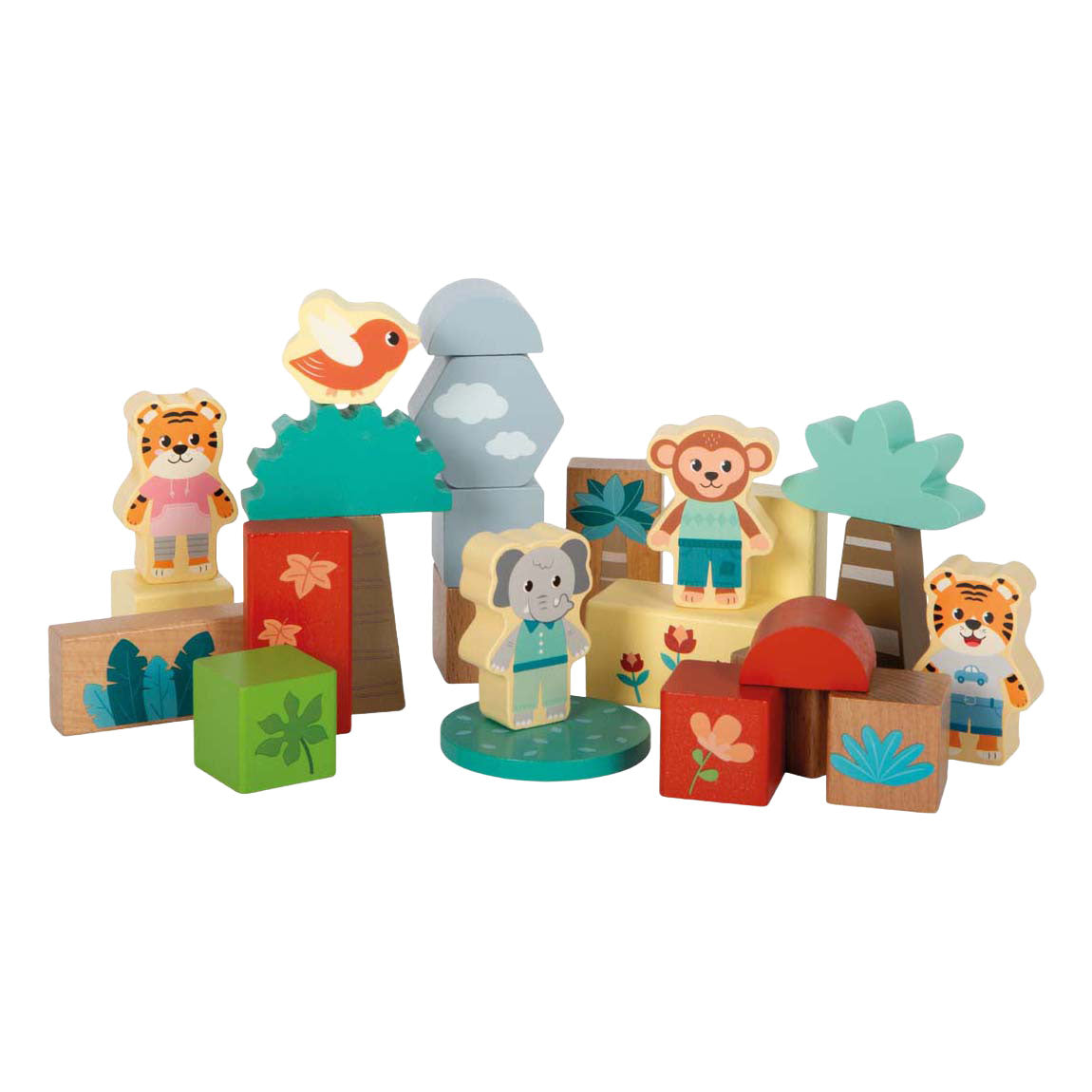 Small Foot - Holzbausteine ​​Jungle Friends FSC - 50 Stk.