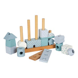 Small Foot - Stapelhaus aus Holz blau - 18-tlg.