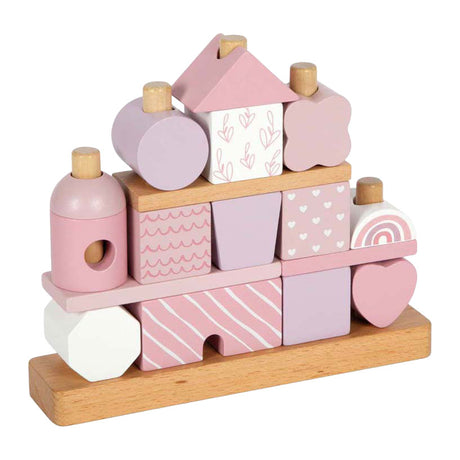Small Foot - Stapelhaus aus Holz rosa - 18-tlg.