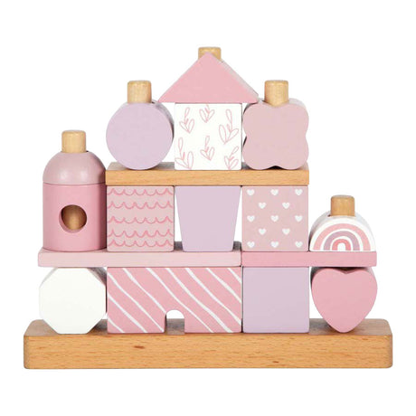Small Foot - Stapelhaus aus Holz rosa - 18-tlg.