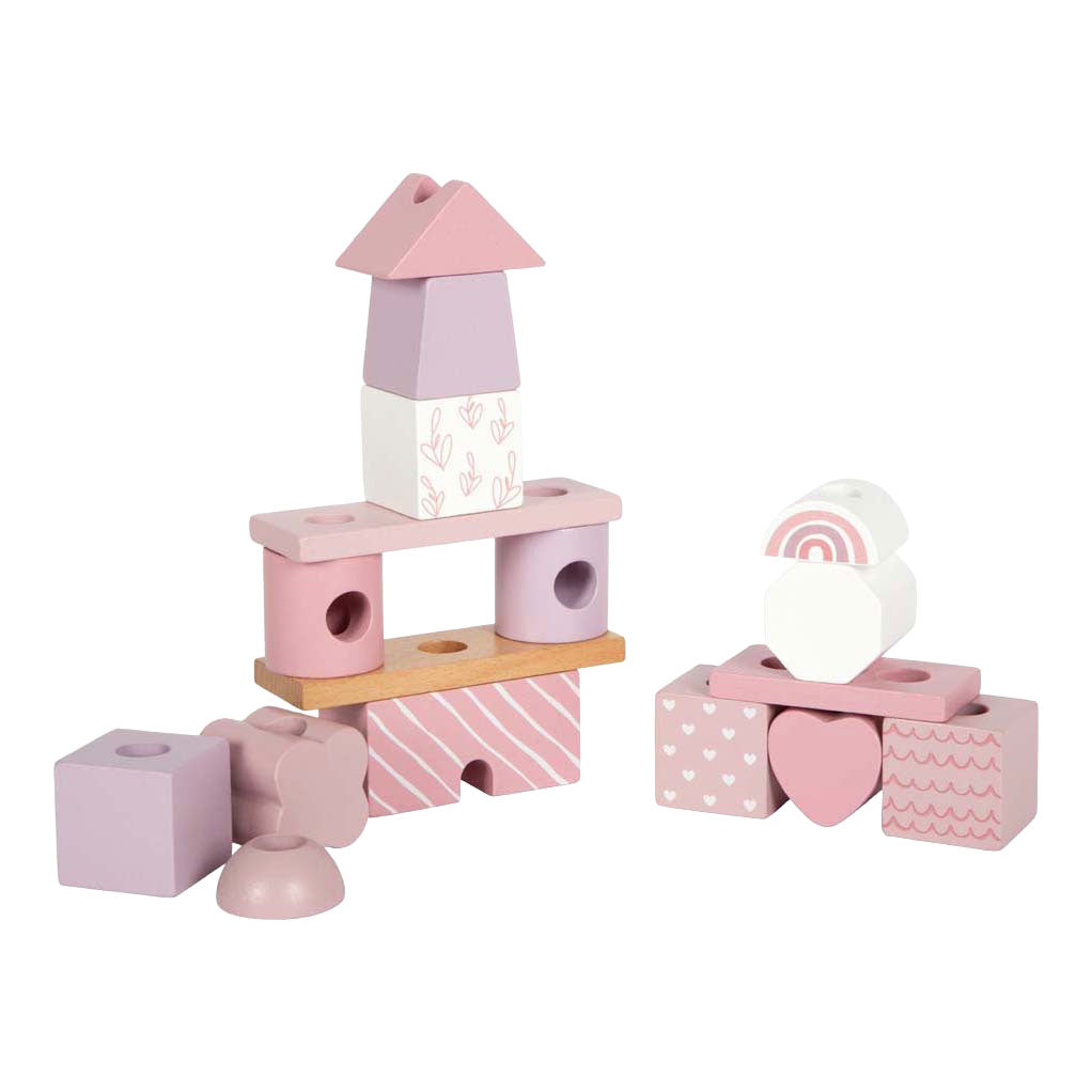 Small Foot - Stapelhaus aus Holz rosa - 18-tlg.