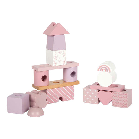 Small Foot - Stapelhaus aus Holz rosa - 18-tlg.