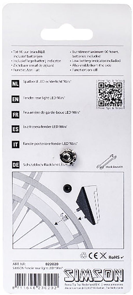 Hinterlicht Mini Batterie Kotflügel rot