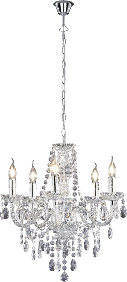Rl live your light reality lüster kroonluchter - chroom - excl. 5x e14 - behang transparante - d: 52 cm