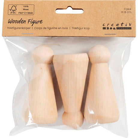 Creativ Company Holzfigur, kegelförmig, H: 8 cm, 3 Stück 1 Box