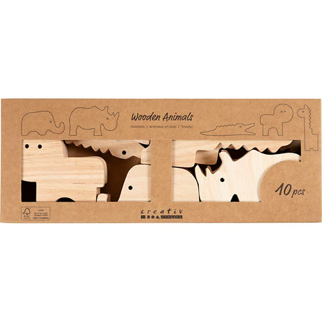 Creativ Company Holztiere, Safari, H: 3-14,5 cm, Stärke 2 cm, 10 Stück 1 Box