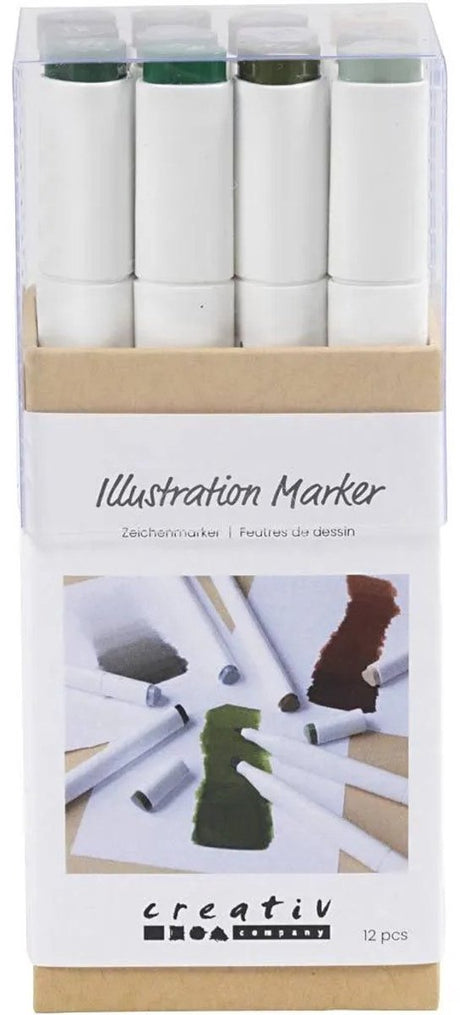 Creativ Company Zeichenmarker, Strichstärke 1+8 mm, Naturfarben, 12 Stück 1 Box