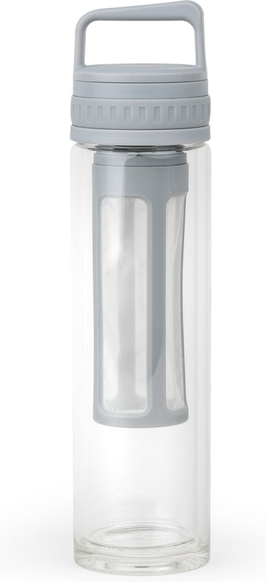 Leopold vienna - drinkfles moshi to-go beker thermosfles - dubbelwandig glas - grijs