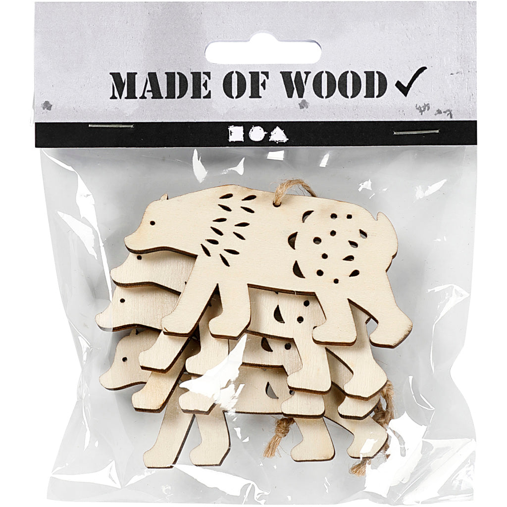 Creativ Company Ornament, Eisbär, H: 4,5 cm, T: 0,5 cm, B: 7,5 cm, 4 Stück 1 Box