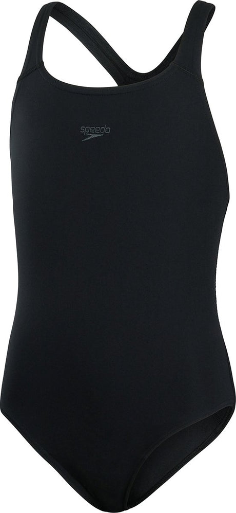 Speedo Eco+ Medalist Mädchen-Sportbadeanzug – Schwarz