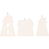 Creativ Company Hängeornamente, Häuser, H: 7,6-9,7 cm, weiß, 3 Stück 1 Box