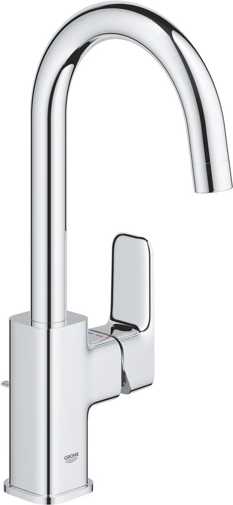 Grohe Dice L-Size-Waschtischmischer – mit Ablaufgarnitur – Energieeinsparung(en) – schwenkbarer Auslauf – Chrom