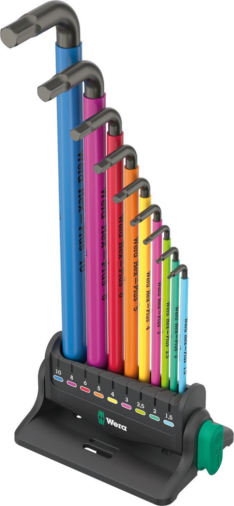 Wera 950 9 Hex-Plus Multicolour 3 Stiftschlüsselsatz, metrisch, schwarzer Laser, 9-teilig – 05133165001