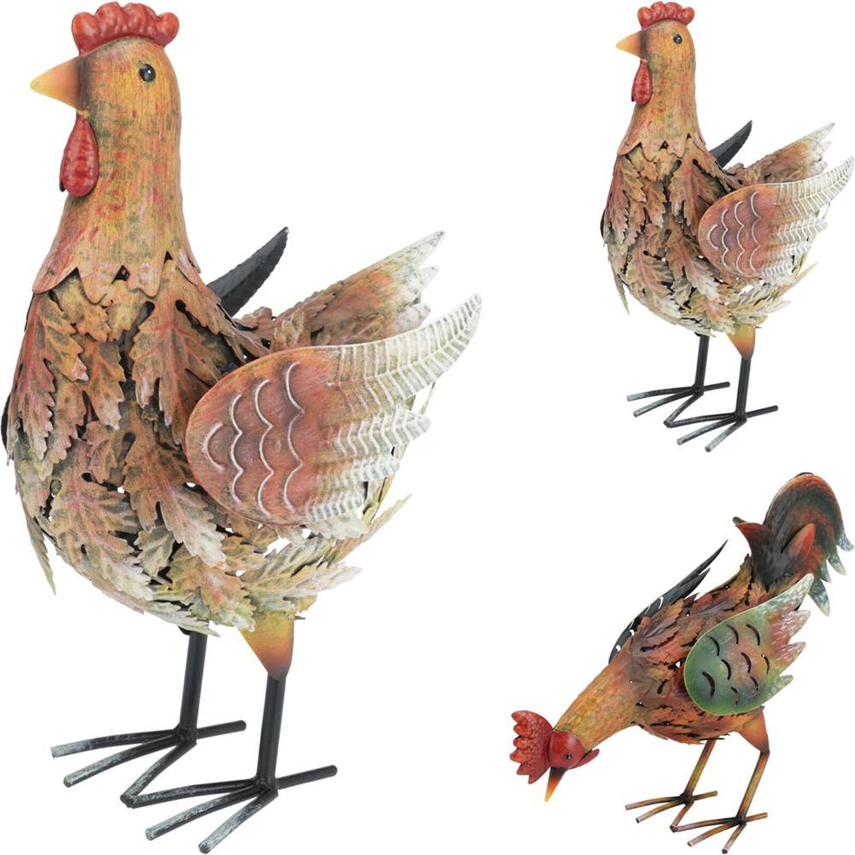 Profi-Gartenhahn und Huhn aus Metall