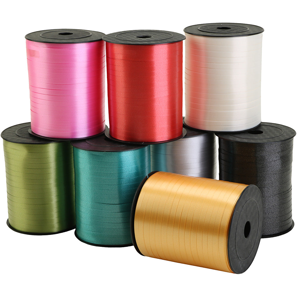 Creativ Company Geschenkband, B: 5 mm, verschiedene Farben, 8x400 m 1 Box