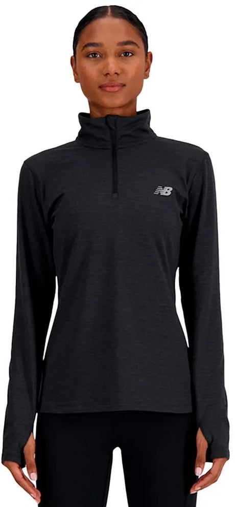 New Balance Sport Essentials Space Dye 1 4 Damen-Sportpullover – Schwarz