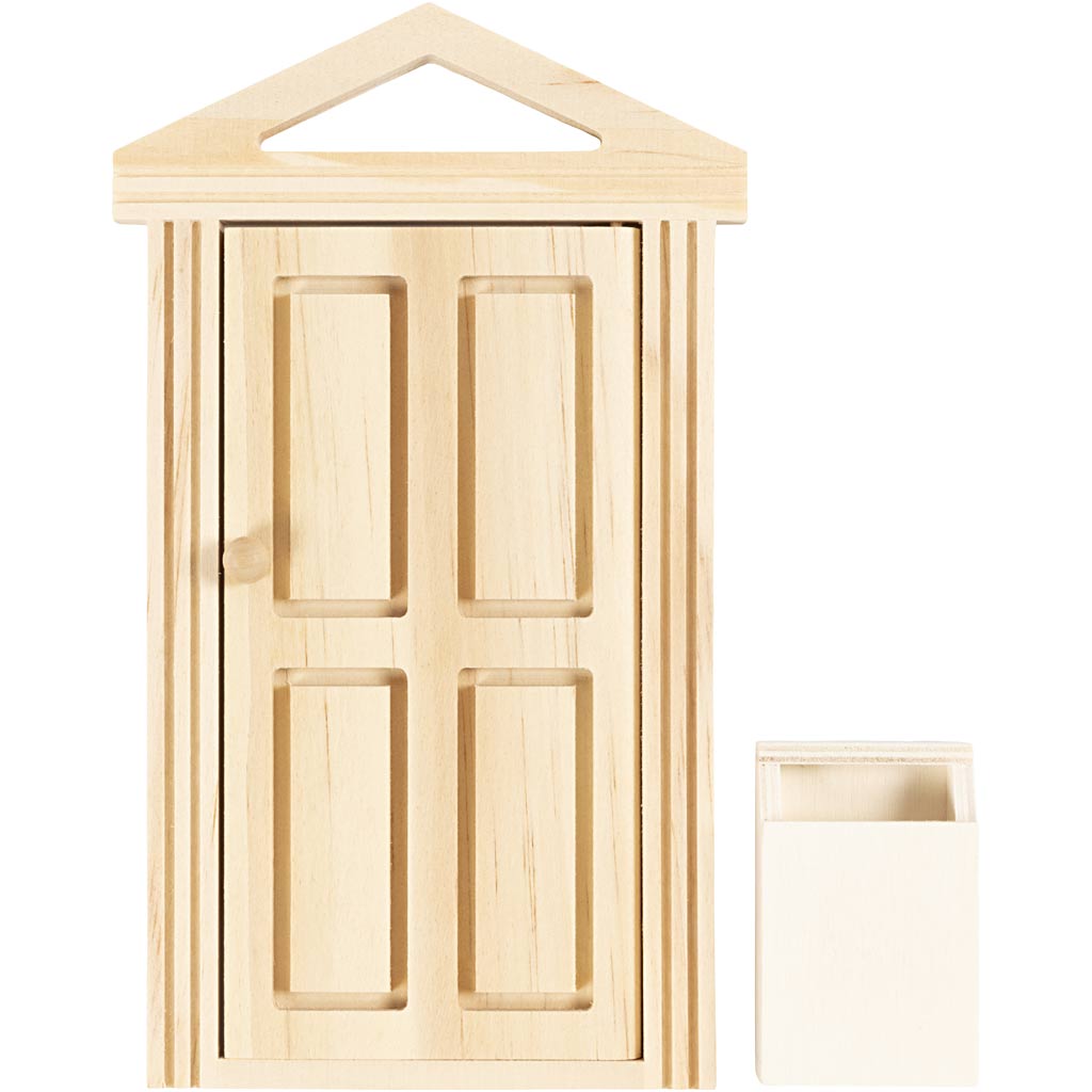 Kreativfirma Mini -Tür und Briefkasten aus Holz.