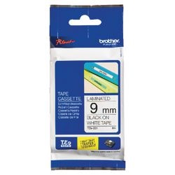 Bruder tze221 - Gel. selbstklebendes Klebeband - Schwarz auf Weiß - Rolle (0,9 cm x 8 m) 1 Rolle(n) - unter anderem für P-Touch. gl-h100. h105. pt-1290. 3600. d210. d400. d600. e500. e550