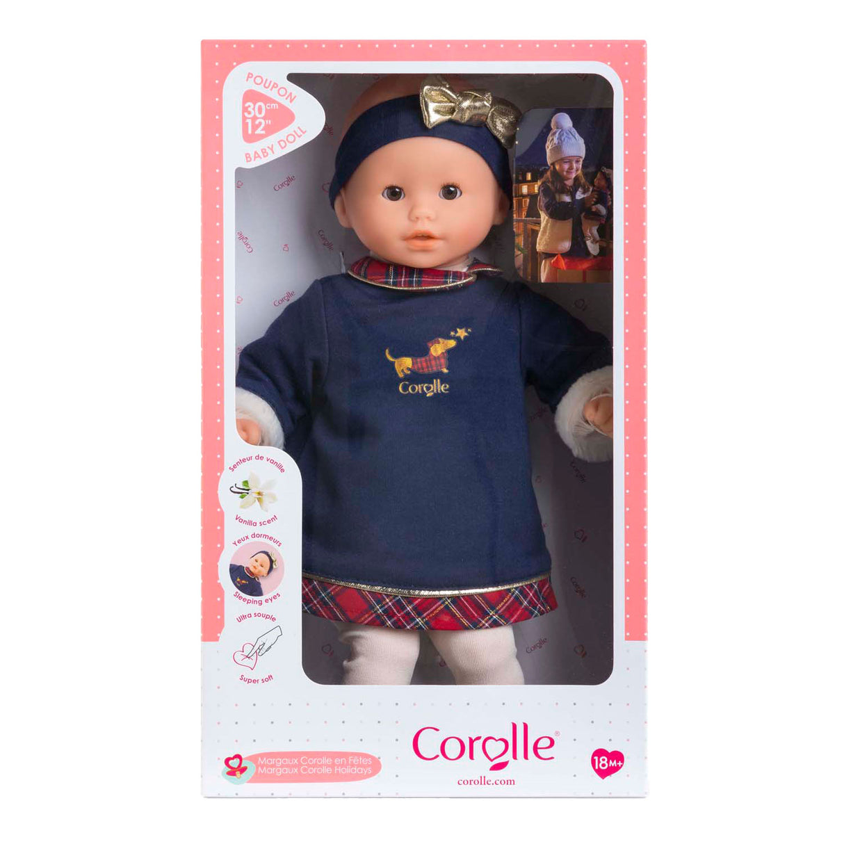 Corolle Babypuppe Calin Margaux Holidays weiche Puppe 30 cm blauer Vanilleduft.