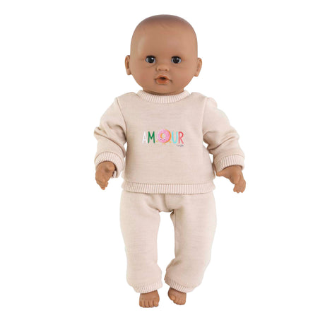 Corolle Puppen-Trainingsanzug beige für Babypuppe 30 cm mit Klettverschluss.