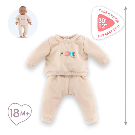 Corolle Puppen-Trainingsanzug beige für Babypuppe 30 cm mit Klettverschluss.