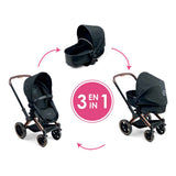 Corolle schwarzer Puppenwagen 3 in 1 für Babypuppen von 36–42 cm