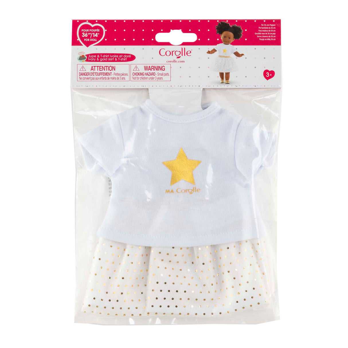 Set aus Oberteil und Rock von Corolle für 36-cm-Puppen – Elfenbeingold