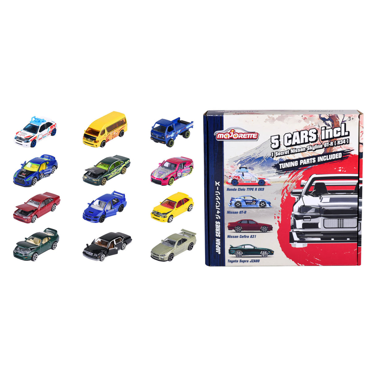 La serie de Majorette Japón Die Cast Cars Bonus Pack, 5st.