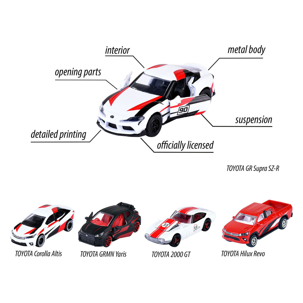 Majorte Toyota Die-Cast Racing Cars Darilni paket, 5st.