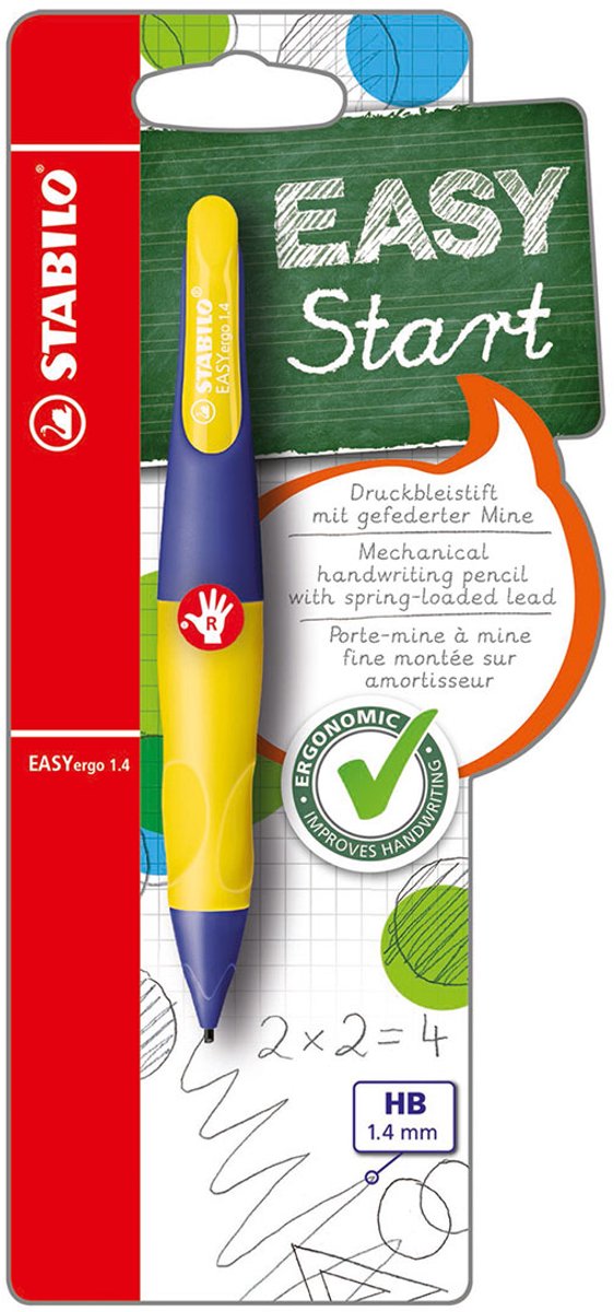 Stabilo easyergo 1.4 – ergonomischer Druckbleistift – Rechtshänder – neongelb
