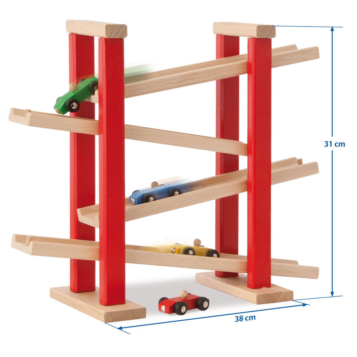 Eichhorn Motorkay aus Holz mat 3 Racing Autoen