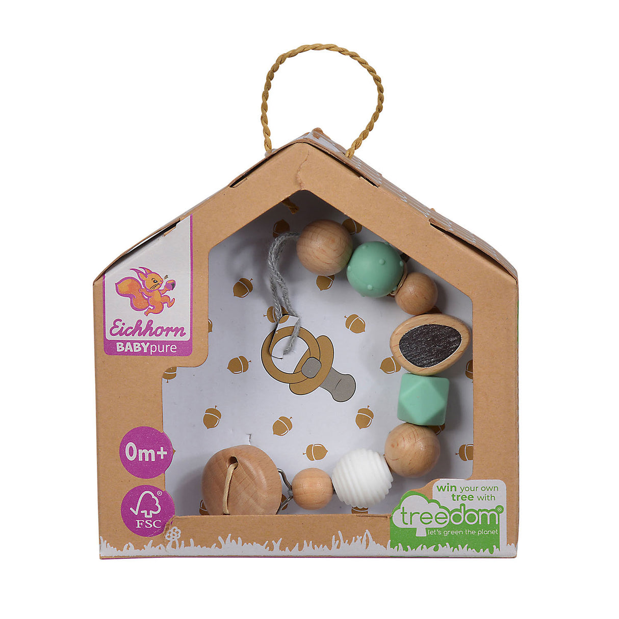 Eichhorn Baby Schnullerkette aus Holz