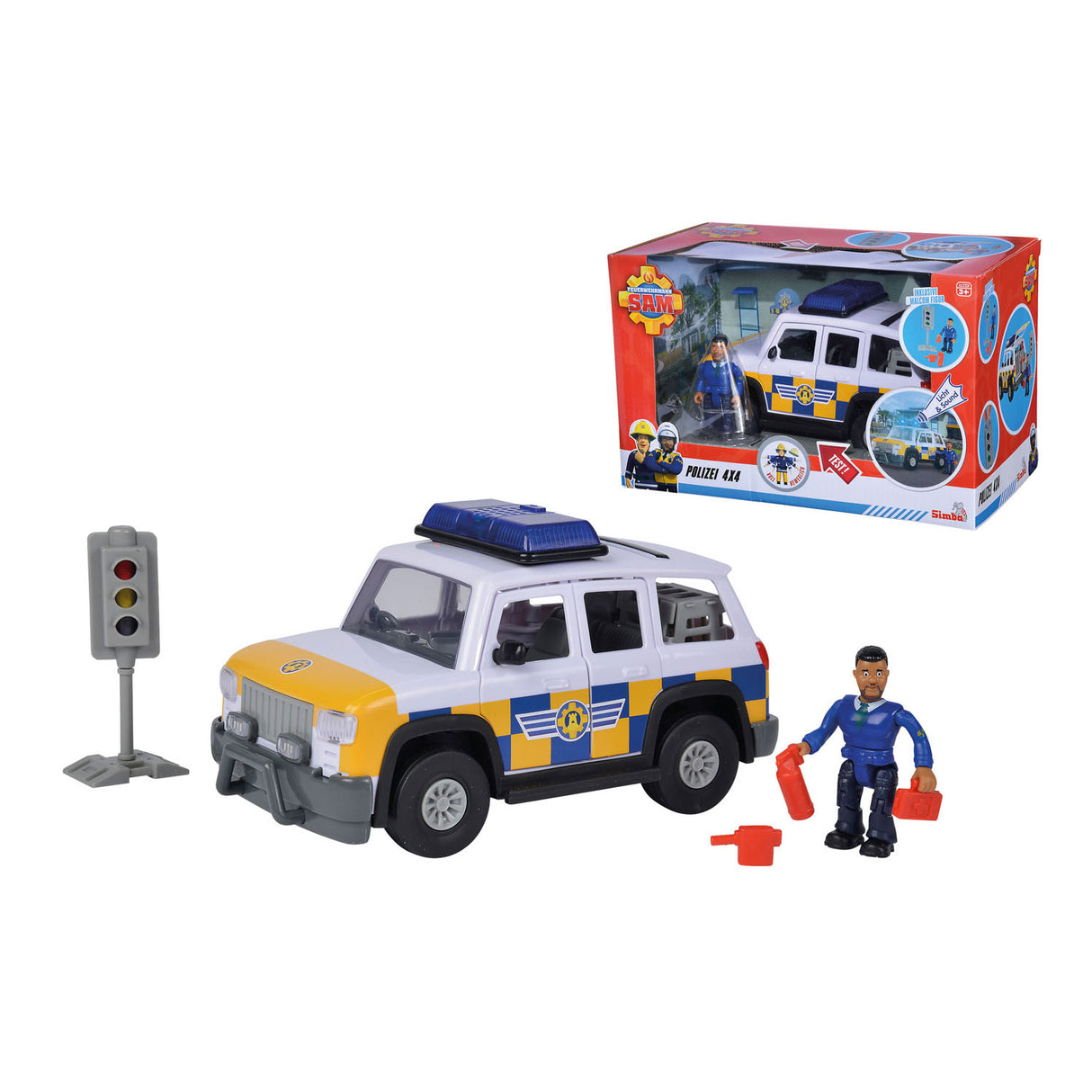 Simba Fireman Sam Police Auto 4x4 mit Figur