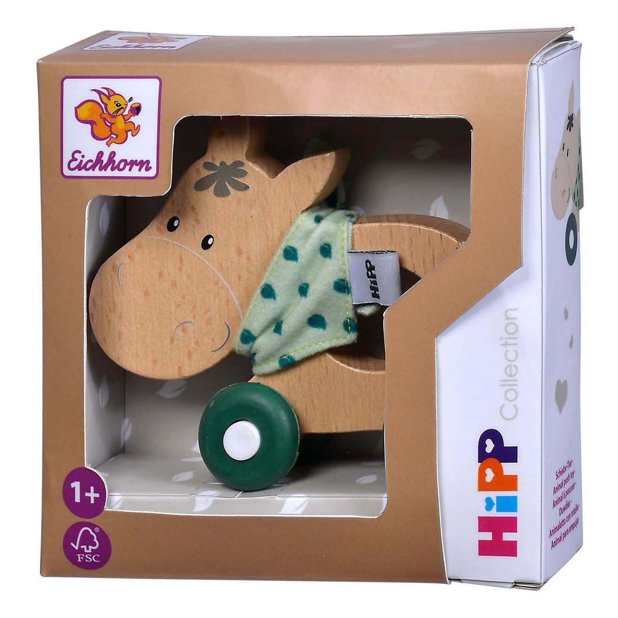 Eichhorn Baby Hipp Holzschiebefigur Esel