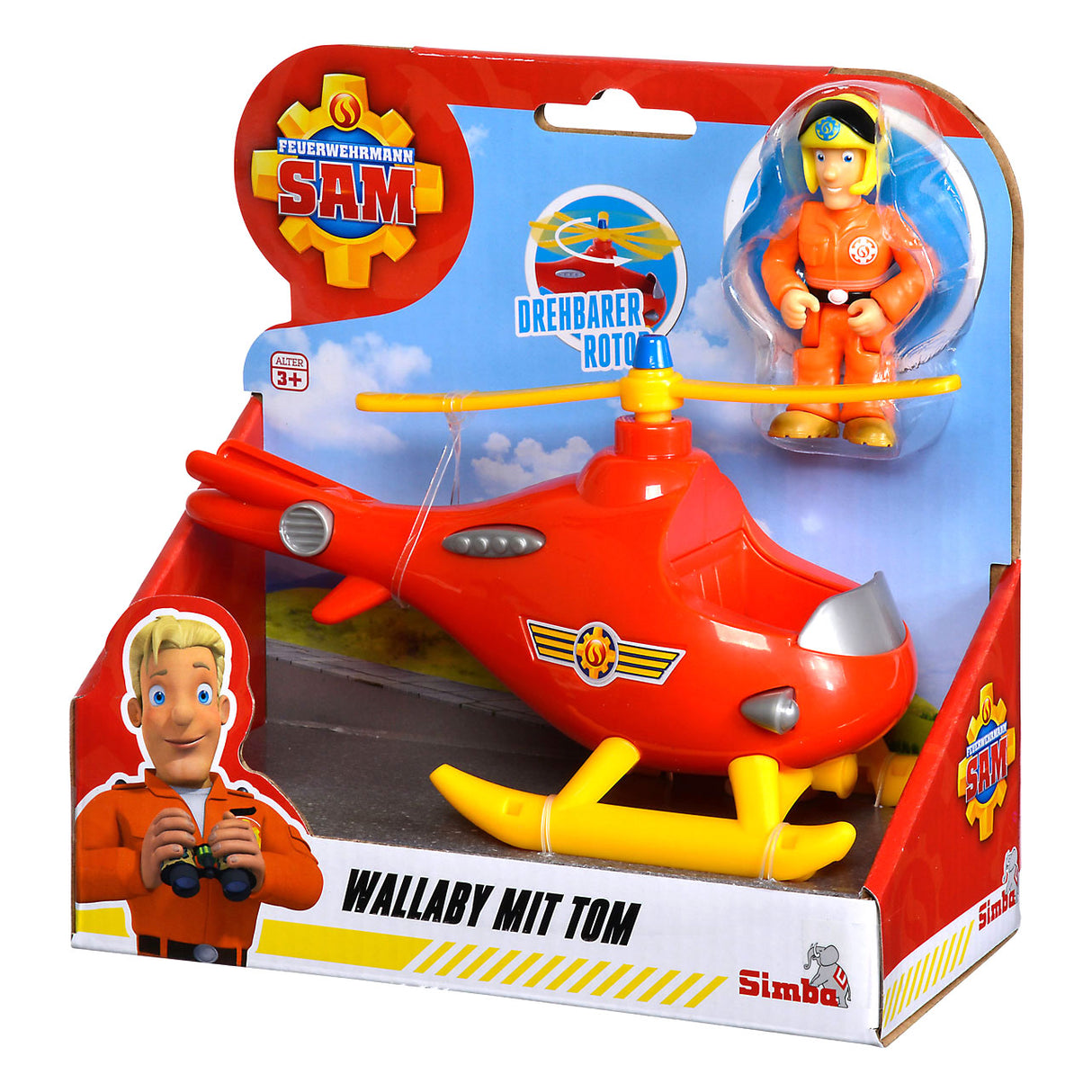 Simba -Feuerwehrmann Sam Wallaby -Hubschrauber mit Tom Thomas