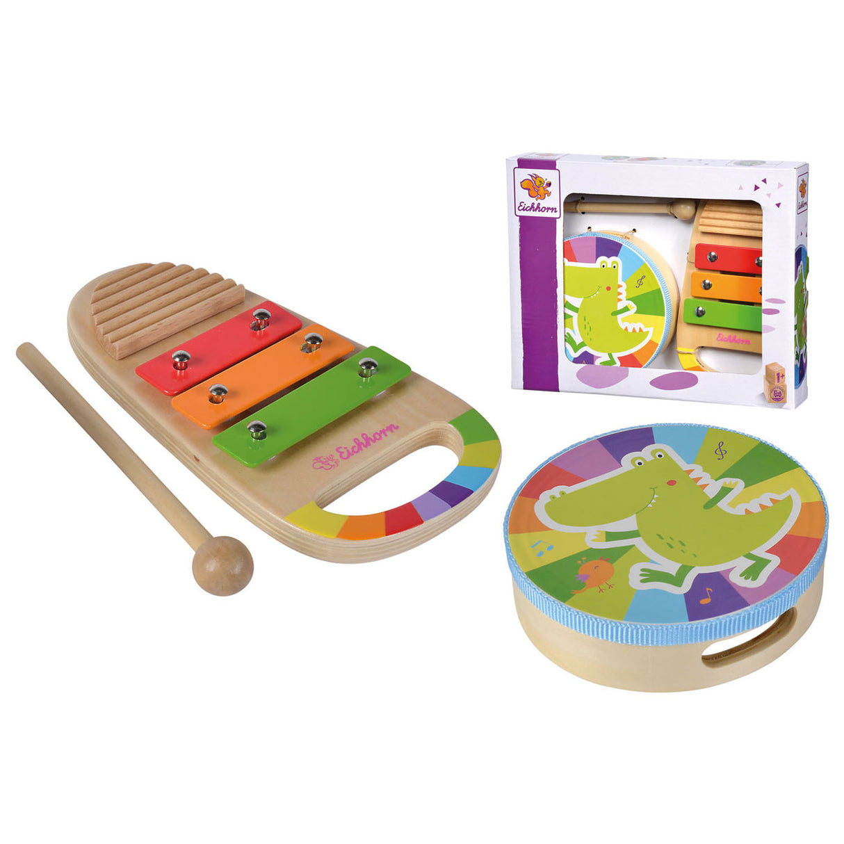 Eichhorn Wood Drum og Xylophone Music Set 3DLG.