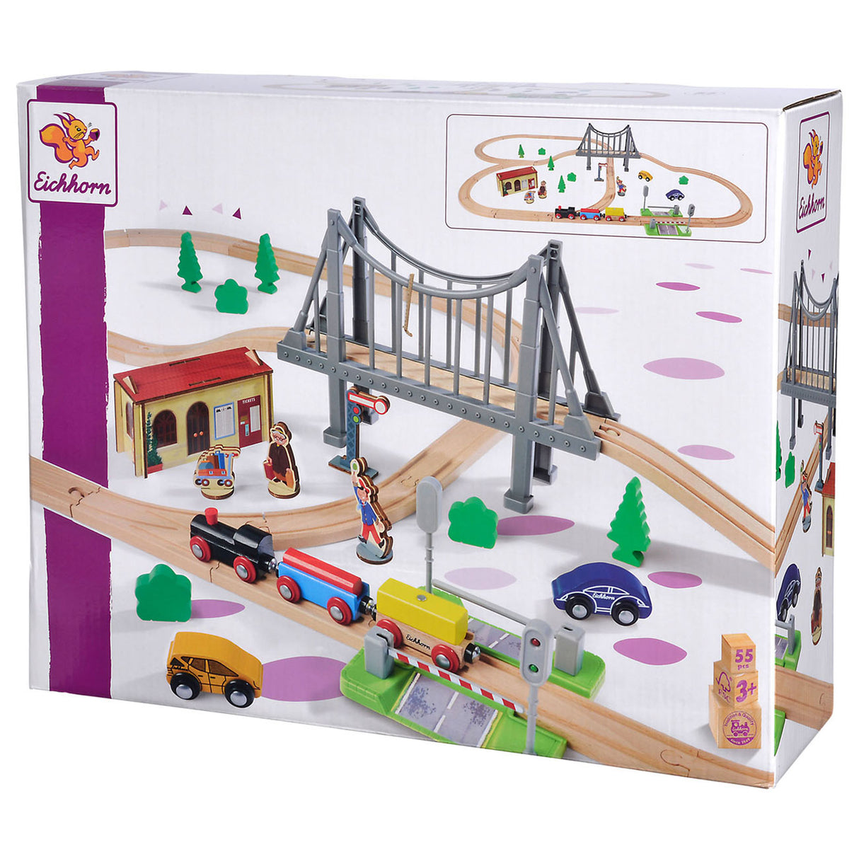 Eichhorn Train Track med Bridge Play Set, 55dlg.