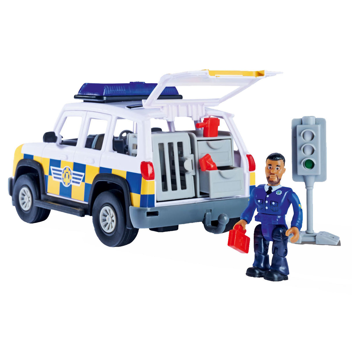 Simba Feuerwehrmann Sam Polizeiauto mit Spielzeugfigur