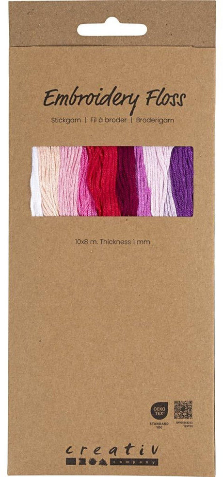 Creativ Company Stickgarn, Stärke 1 mm, Lila-Rosa-Harmonie, 10x8 m 1 Box