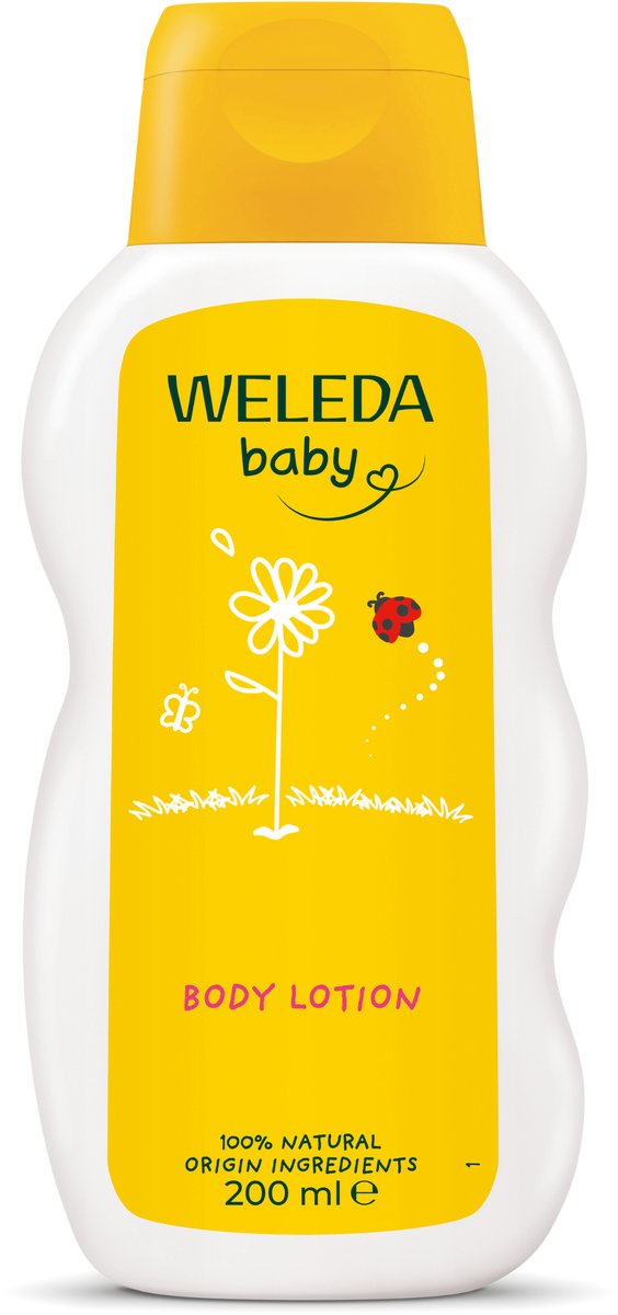 Weleda Baby Calendula Bodylotion – Calendula-Kamille – verhindert Austrocknung – hält die Haut weich und geschmeidig – 100 % natürliche Inhaltsstoffe – 200 ml