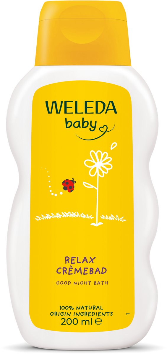 Weleda Baby Calendula Relax Cremebad – Lavendel Neroli – Babybadeöl – beruhigender, entspannender Duft – reinigt, pflegt, beruhigt – 100 % natürliche Inhaltsstoffe – 200 ml