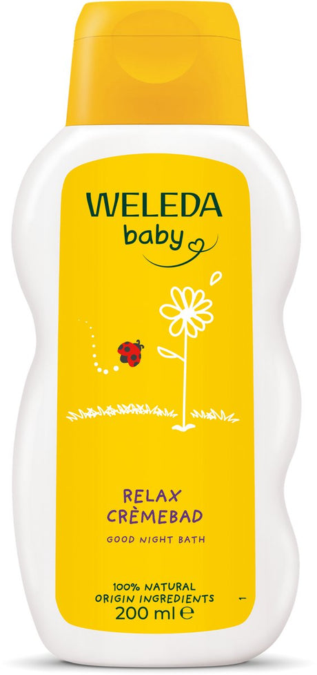 Weleda Baby Calendula Relax Cremebad – Lavendel Neroli – Babybadeöl – beruhigender, entspannender Duft – reinigt, pflegt, beruhigt – 100 % natürliche Inhaltsstoffe – 200 ml