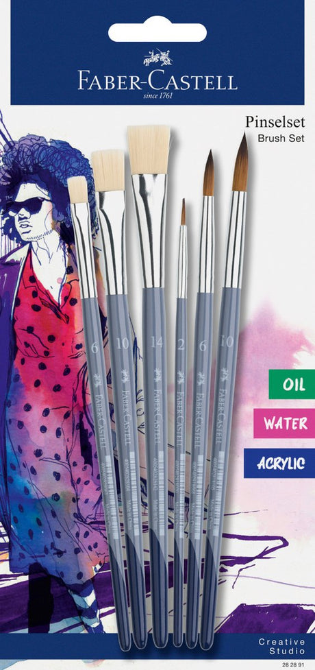 Faber-castell penselenset - plat (6,10,14) - rond (2, 6,10) - fc-282891