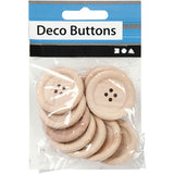 Creativ Company Holzknöpfe, D 35 mm, Lochgröße 2 mm, 4 Löcher, 10 Stück 1 Box