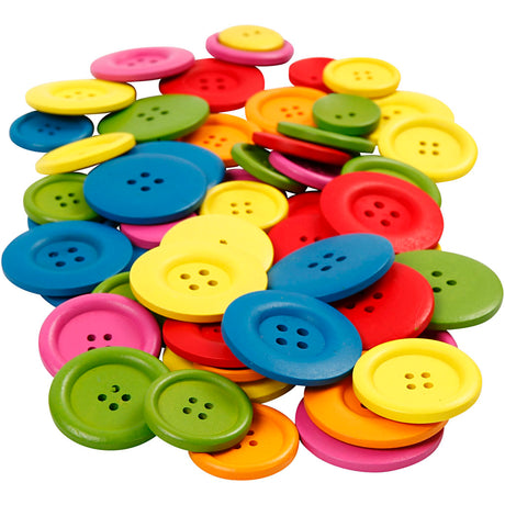 Creativ Company Holzknöpfe, D 25-40 mm, 2-4 Löcher, verschiedene Farben, 144 Stück 1 Box