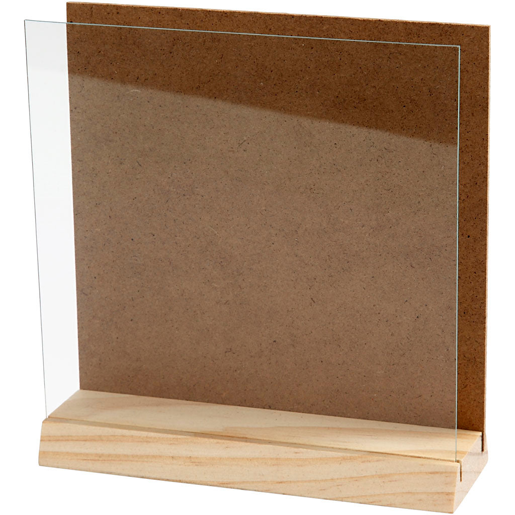 Creativ Company Holz 3D -Teller mit Glas, 15x15 cm